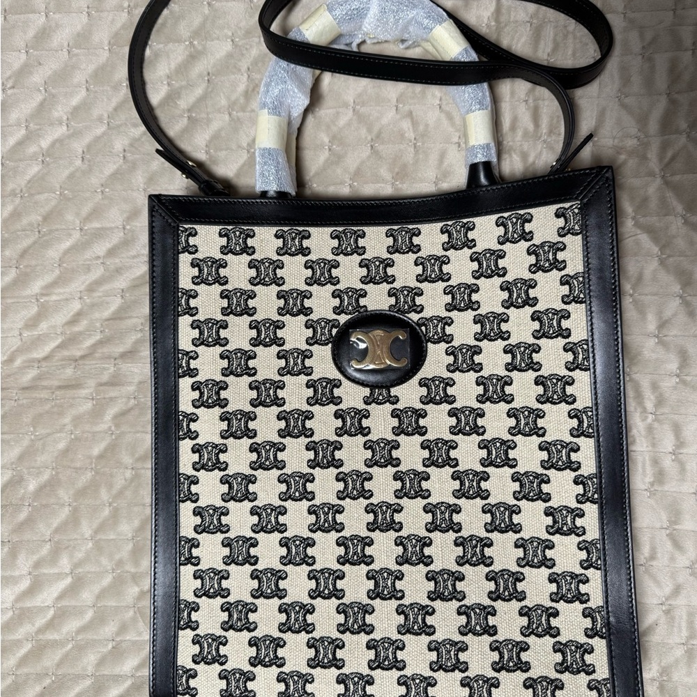 Celine Monogram Black and Cream Tote